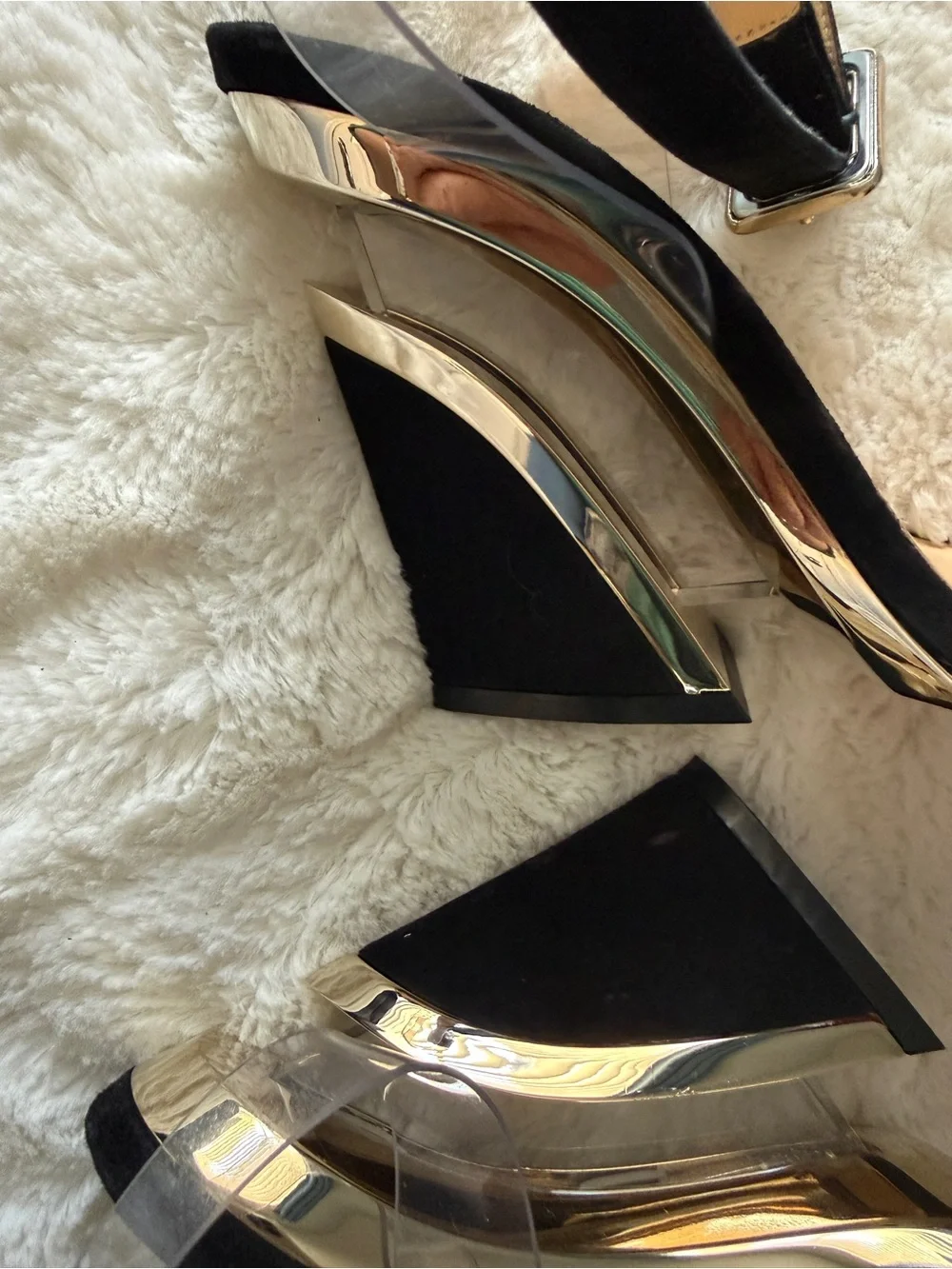 Christian Louboutin Levitalo 100 Black Suede PVC Wedges EU 36